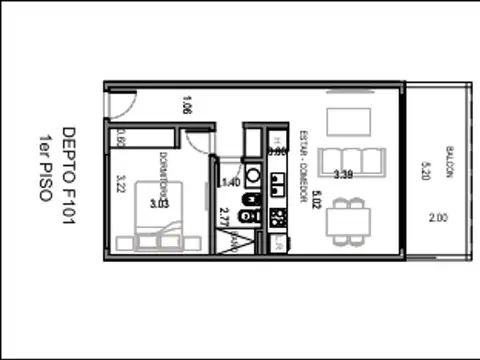 Departamento en Venta de 2 ambientes