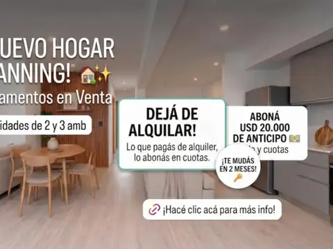 Departamento en venta 3 amb en Canning Anticipo y cuotas