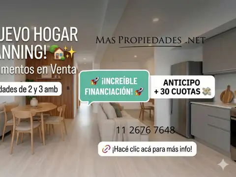Departamento en venta 3 amb en Canning Anticipo y cuotas
