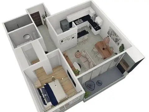 Departamento 2 ambientes con 1 baño