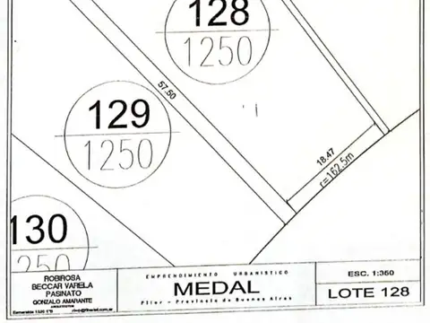 Terreno en Venta de 1250,0 m2