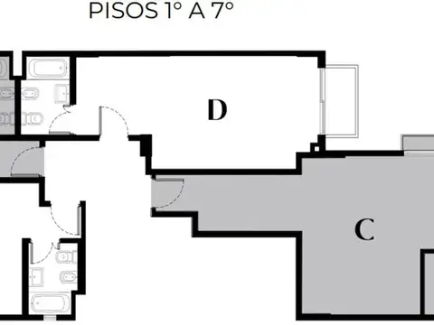 Departamento 2 ambientes con 1 baño