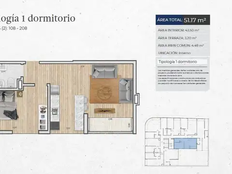 Departamento en Venta de 2 ambientes