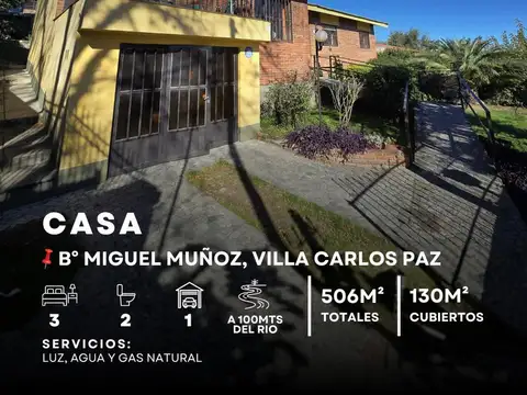 Venta Casa De 3 Dormitorios C/Gas Natural A 100Mts Del Río En B° Miguel Muñoz, Villa Carlos Paz