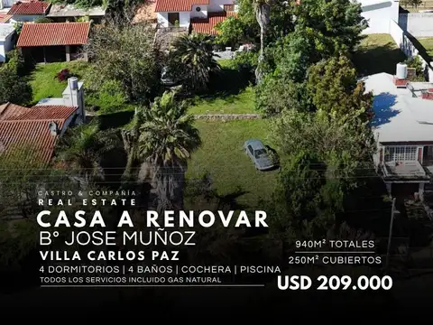 Venta Casa De 4 Dormitorios Y 940 M2 Terreno En Barrio José Muñoz - Villa Carlos Paz