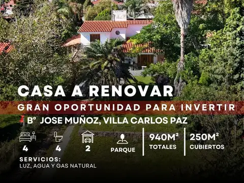 Venta Casa De 4 Dormitorios Y 940 M2 Terreno En Barrio José Muñoz - Villa Carlos Paz