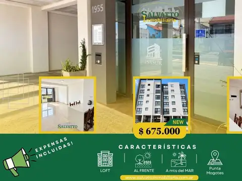 Loft moderno en alquiler en Edificio Isasur Punta Mogotes