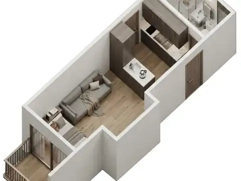 Departamento Monoambiente con 1 baño