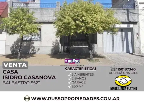 Venta Casa 3 Ambientes Isidro Casanova