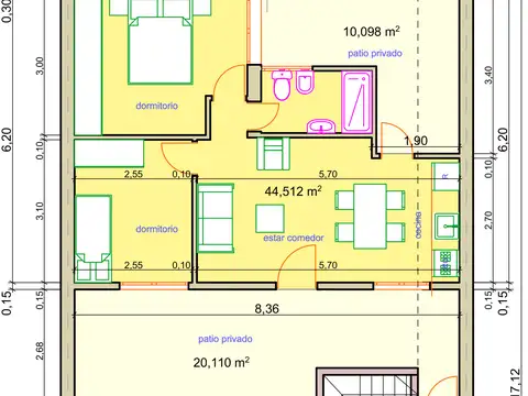 Depto Tipo Casa en Venta de 2 ambientes