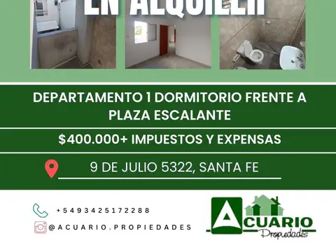 Dpto. frente a plaza Escalante