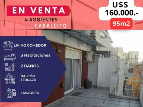 Caballito,4 Amb con Balcón Terraza, Súper Luminoso DLS 160.000