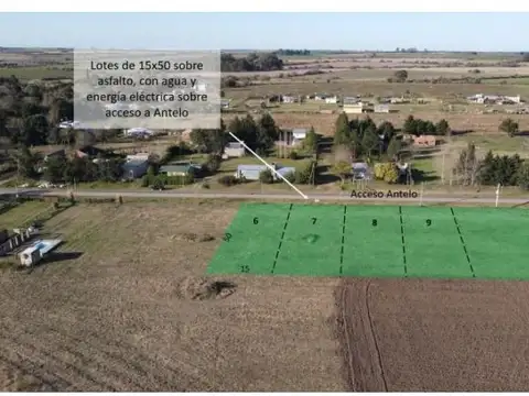 Terreno De 15x50 Sobre Calle Asfaltada, Acceso Antelo - Con Agua Y Energía Eléctrica