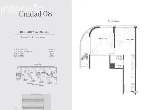 Departamento 2 ambientes con 1 baño
