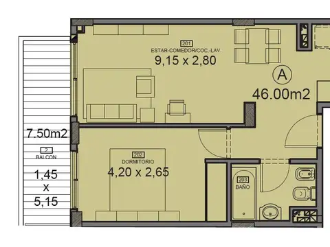 Departamento en Venta de 2 ambientes