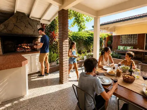 Casa con gran patio, parrilla y garaje vs autos-Billinghurst