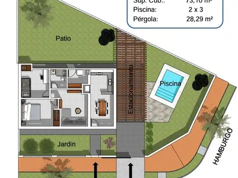 Casa 3 ambientes con 1 baño