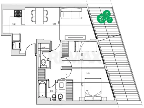 Departamento en Venta de 2 dormitorios