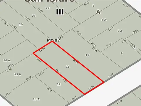 Terreno en Venta 39  mts Fondo