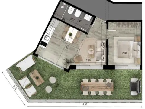 Venta de apartamento de 1 dormitorio en Mansa, Punta del Este, con Patio.