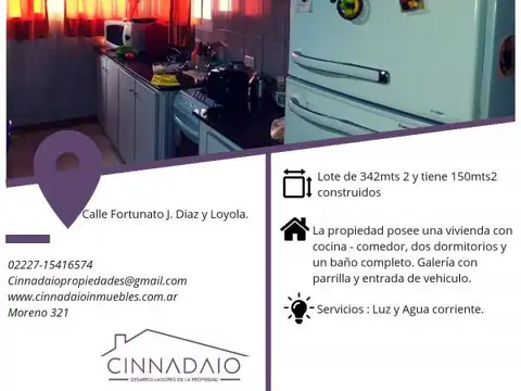 Casa 2 ambientes con 1 baño