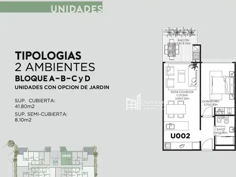 Departamento en Venta de 2 ambientes