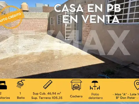 VENTA CASA 2 DORMITORIOS PB DON PATER CENTENARIO