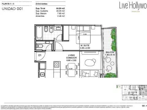 Venta de Departamento 2 ambientes en Palermo Hollywood