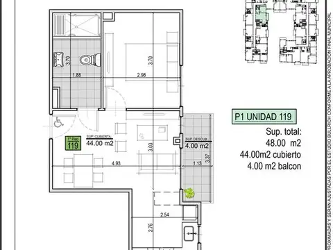 Departamento en Venta de 1 dormitorio