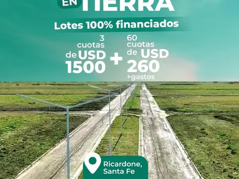 SIN ANTICIPO: 3 CUOTAS DE USD 1.500 + 60 CUOTAS DE USD 260