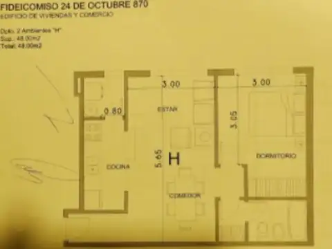 Departamento 2 ambientes con 1 baño