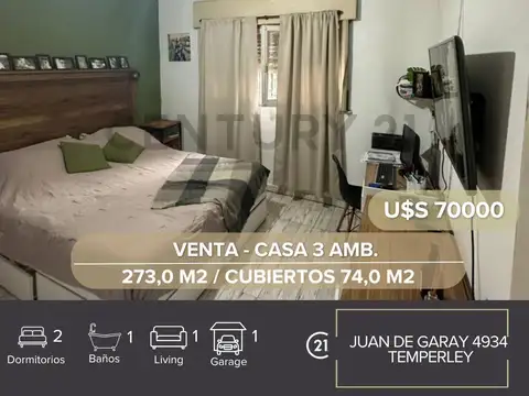 VENTA CASA 3 AMBIENTES TEMPERLEY