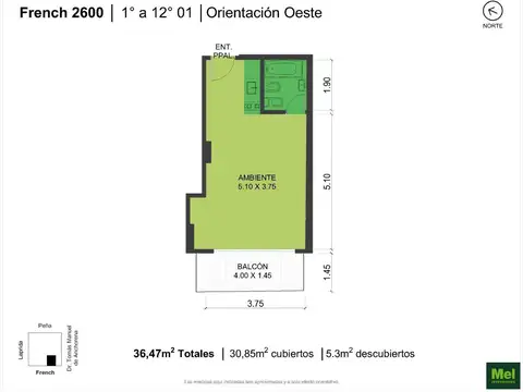 French 2600, Piso 1