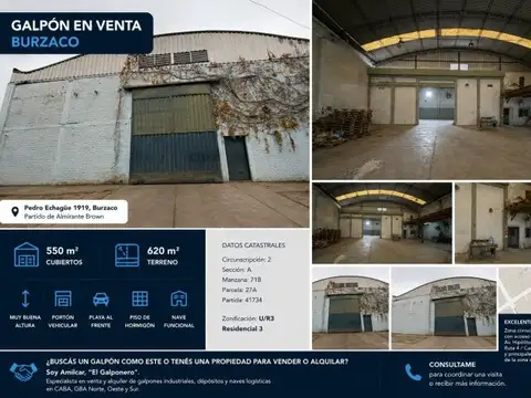 Galpon en Venta en Burzaco Este, USD 248.000