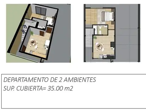 Depto Tipo Casa en Venta de 2 ambientes