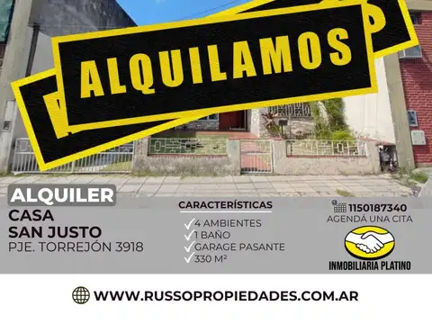 Casa - Alquiler - Argentina, La Matanza - TORREJON, PJE. 3918
