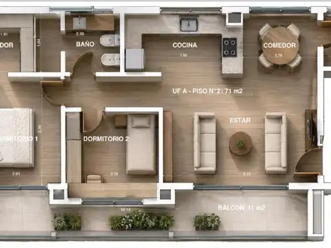 Departamento en Venta de 3 ambientes