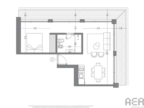 Departamento en Venta de 1 dormitorio