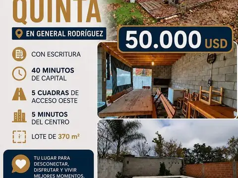 VENTA DE QUINTA EN GENERAL RODRIGUEZ