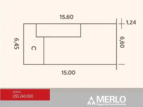 Terreno en Venta 15  mts Fondo