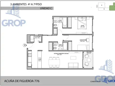Departamento en Venta de 3 ambientes