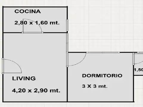 Departamento 2 ambientes con 1 baño