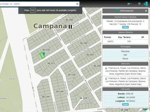Terreno en Venta en Los Pioneros, USD 38.000