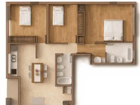 Departamento 4 ambientes con 2 baños