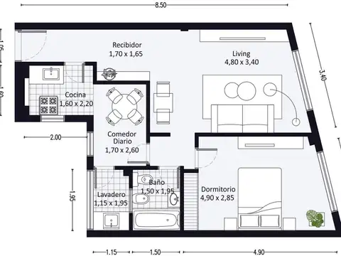Depto Tipo Casa en Venta de 1 dormitorio