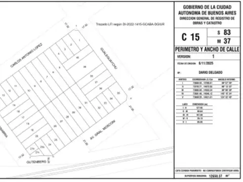 Terreno en Venta en Villa Devoto, USD 335.000