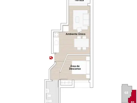 Departamento en Venta de 1 dormitorio