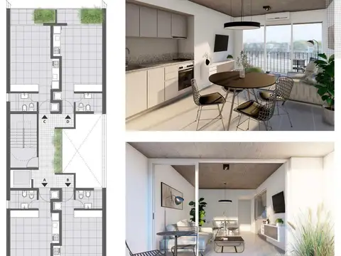 Departamento 3 ambientes con 1 baño