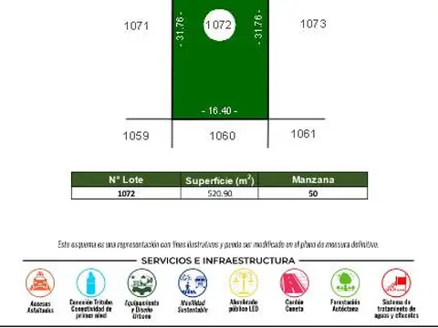 Terreno en Venta 31  mts Fondo