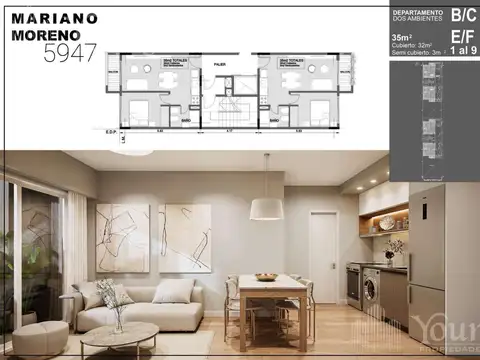 Departamento en Venta de 2 ambientes